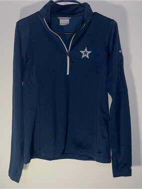 Women's Columbia Navy Dallas Cowboys Park View Omni-Wick Half-Zip Top Size S
